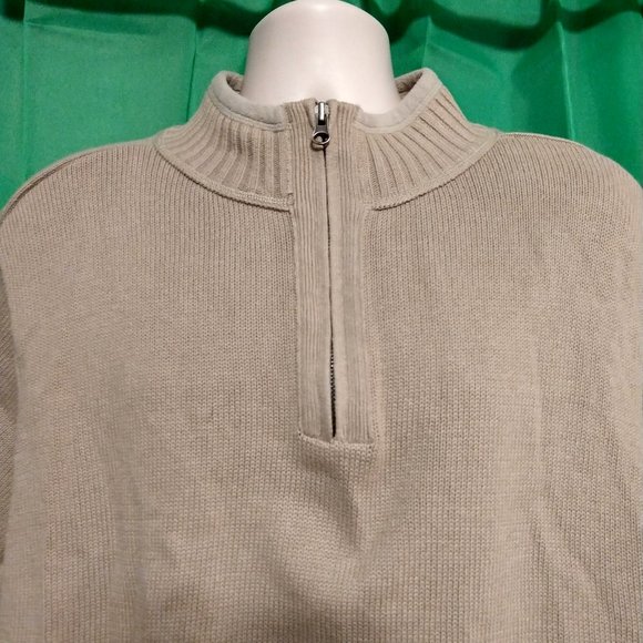 Fleece Lined 1/4 Zip Easy Care Cotton Sweater NWT - Picture 2 of 8